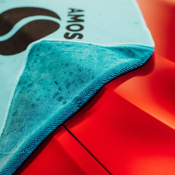 Asciugamano in microfibra ultra assorbente AMOS Powerfluff blu 1000 GSM 60x80cm + guanto in REGALO