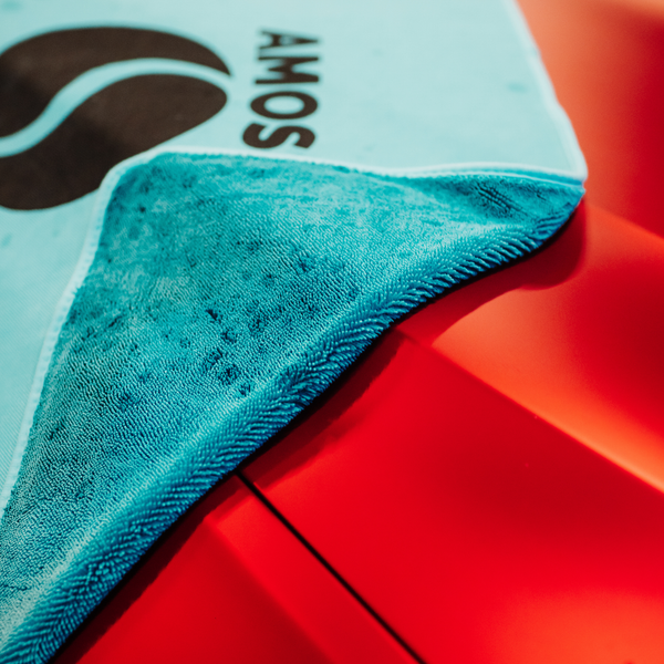 Asciugamano in microfibra ultra assorbente AMOS Powerfluff blu 1000 GSM 60x80cm + guanto in REGALO