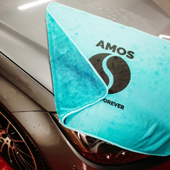 Asciugamano in microfibra ultra assorbente AMOS Powerfluff blu 1000 GSM 60x80cm + guanto in REGALO