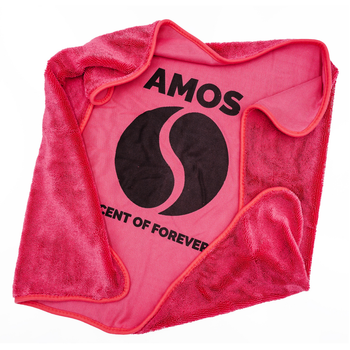 Asciugamano in microfibra ultra assorbente AMOS Powerfluff rosa 1000 GSM 60x80cm + guanto in REGALO