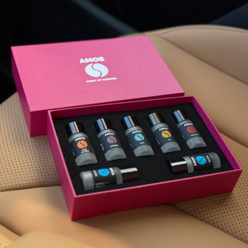 Set Amos mini Pink – diffusore di aromi grigio + set rosa con 7 ricariche di fragranze