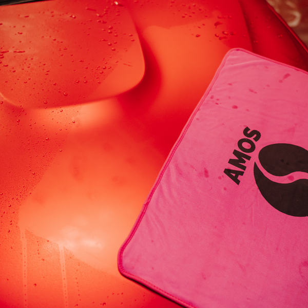 Asciugamano in microfibra ultra assorbente AMOS Powerfluff rosa 1000 GSM 60x80cm + guanto in REGALO