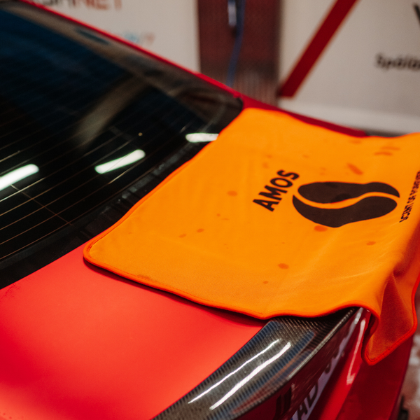 Asciugamano in microfibra ultra assorbente AMOS Powerfluff arancione 1000 GSM 60x80cm + guanto in REGALO