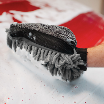 Asciugamano in microfibra ultra assorbente AMOS Powerfluff grigio 1000 GSM 60x80cm + guanto in REGALO