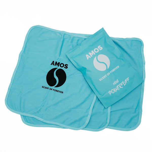 Set 3 Asciugamani blu in microfibra AMOS Powerfluff Mini 250 GSM 40x40cm