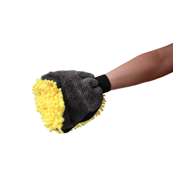 Guanto di lavaggio e pulizia in microfibra 2in1